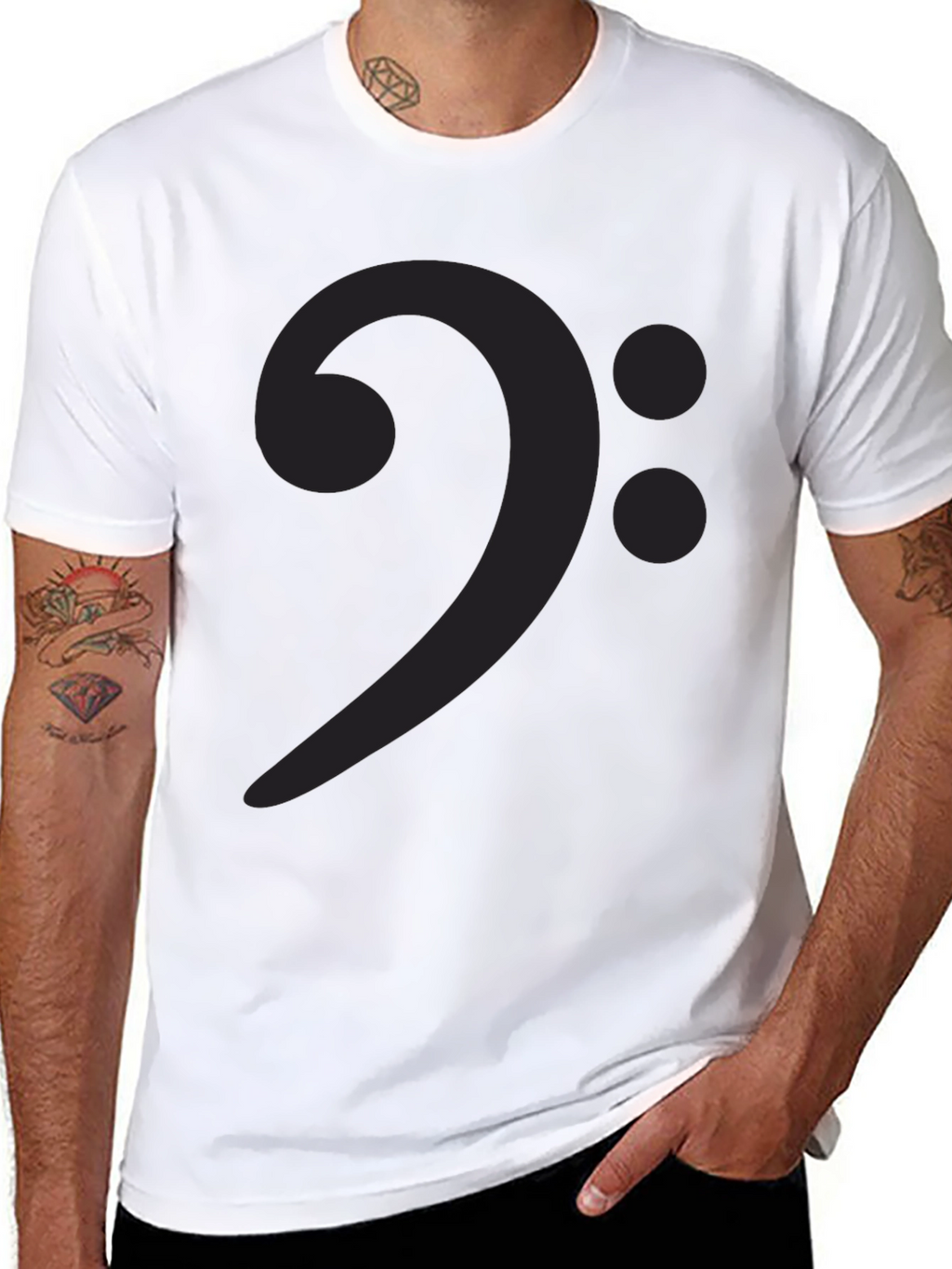 Bass Clef Graphic Tee - Music Lovers Black T-Shirt