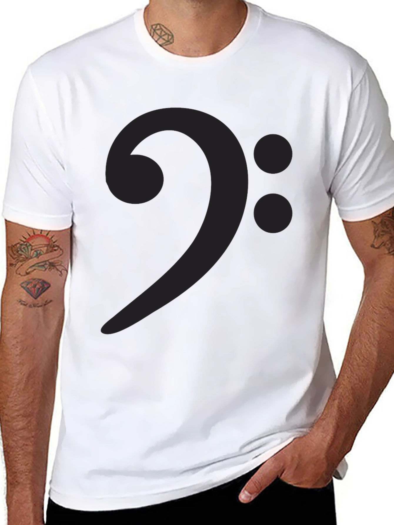 Bass Clef Graphic Tee - Music Lovers Black T-Shirt