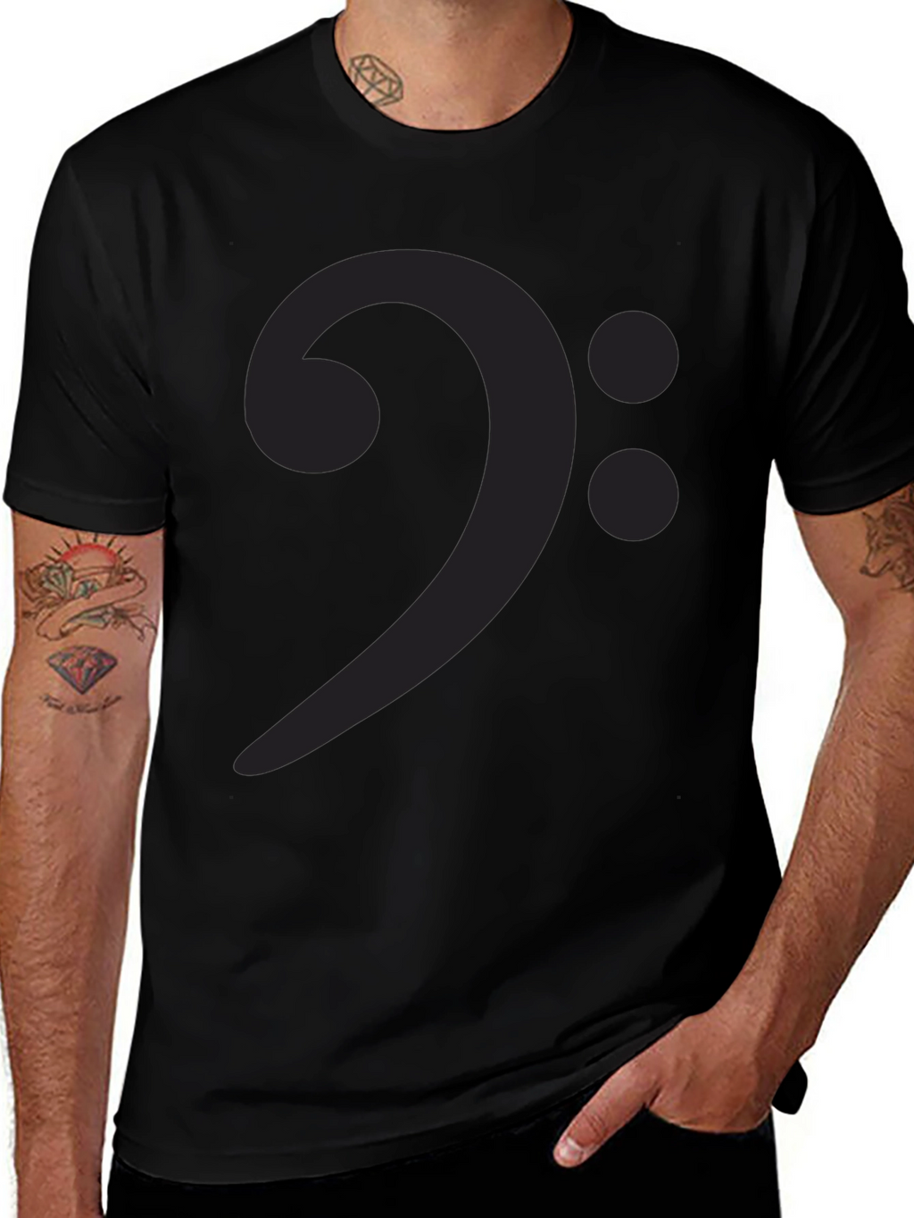 Bass Clef Graphic Tee - Music Lovers Black T-Shirt
