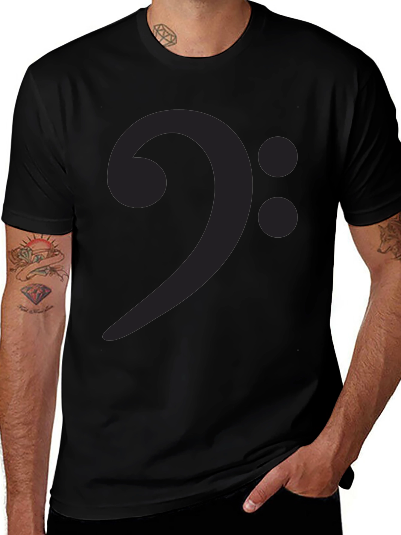 Bass Clef Graphic Tee - Music Lovers Black T-Shirt