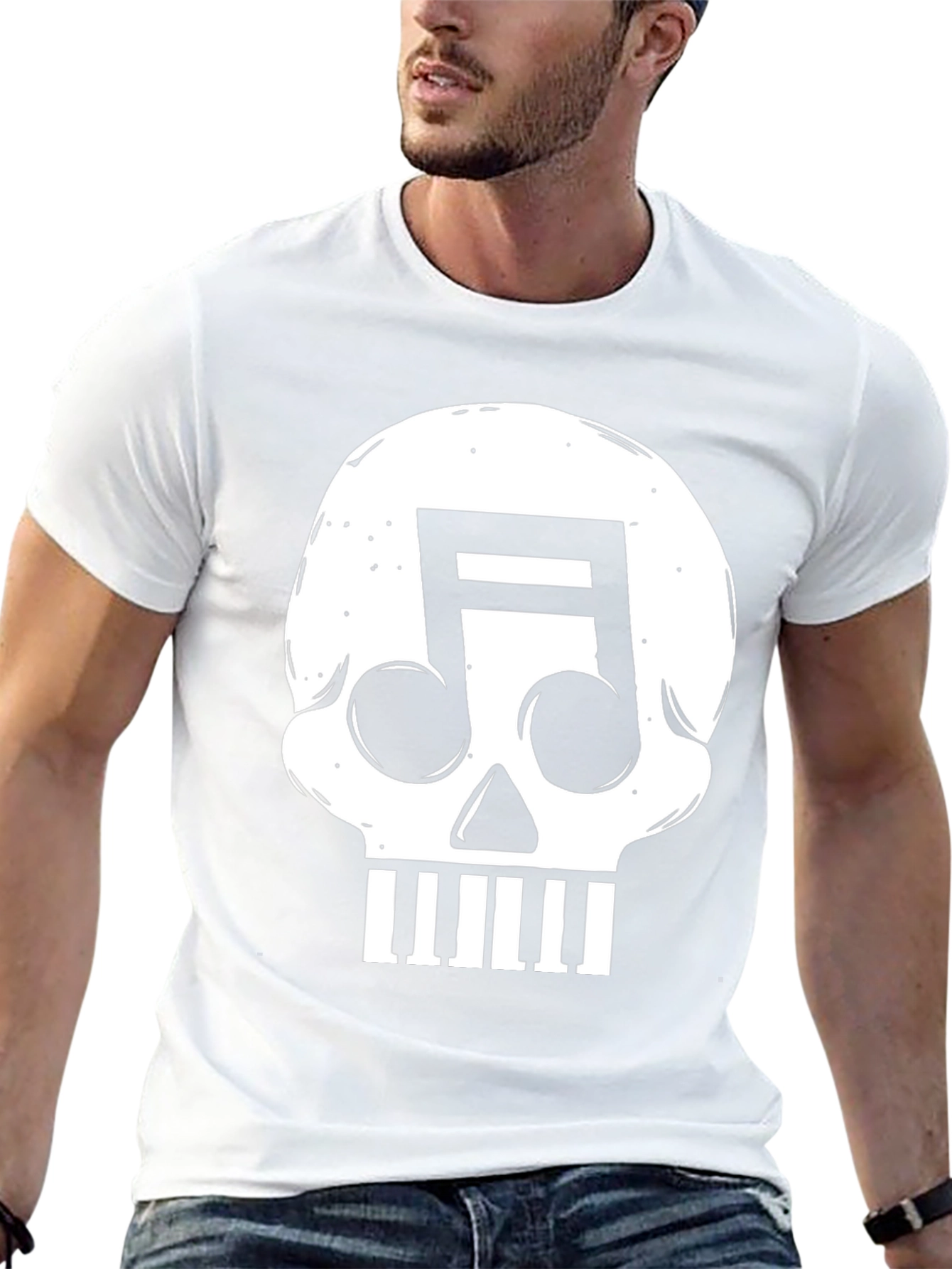 Music Skull Graphic T-Shirt - Rocker Style
