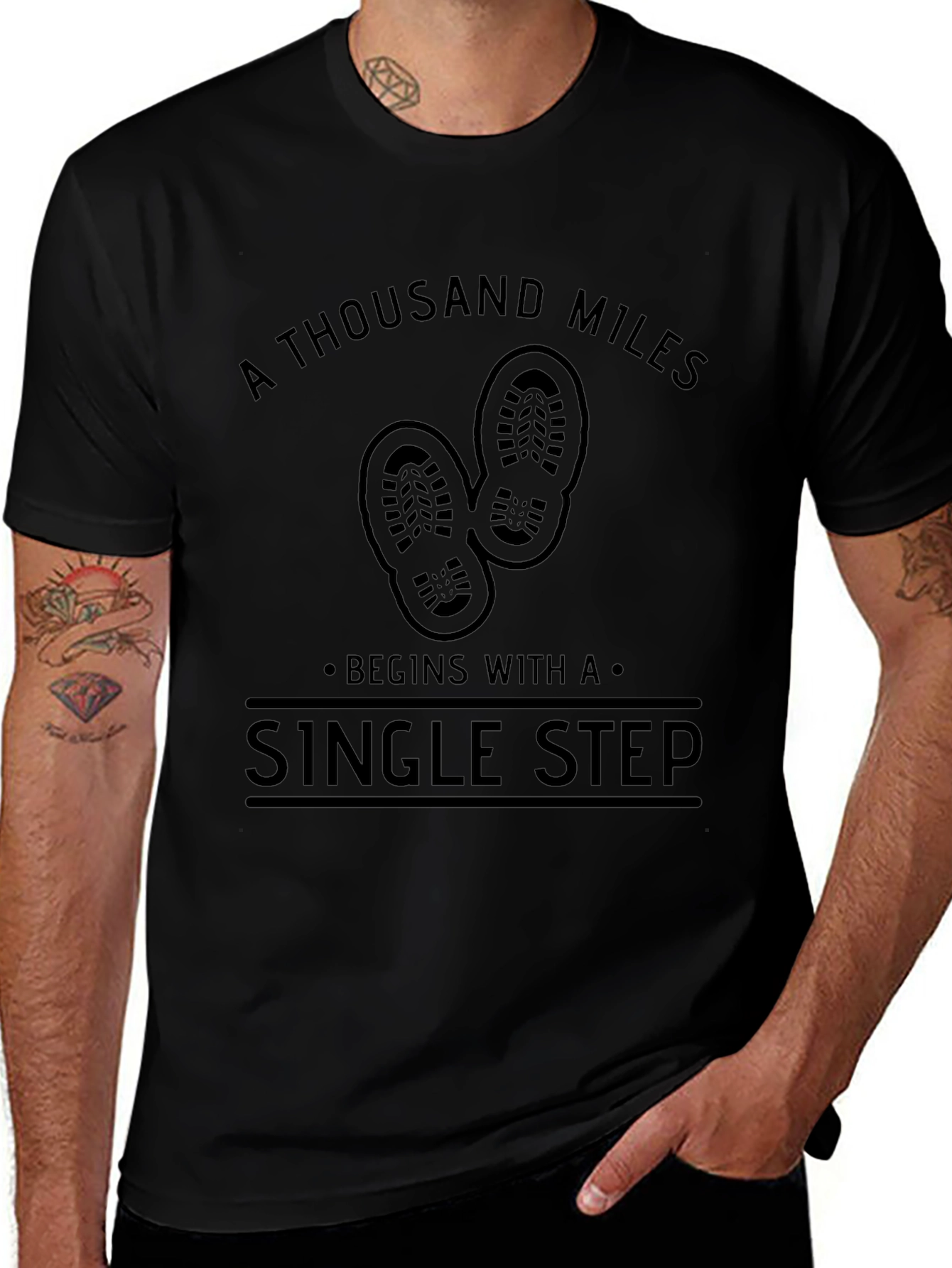 A Thousand Miles T-Shirt: Single Step Black Tee