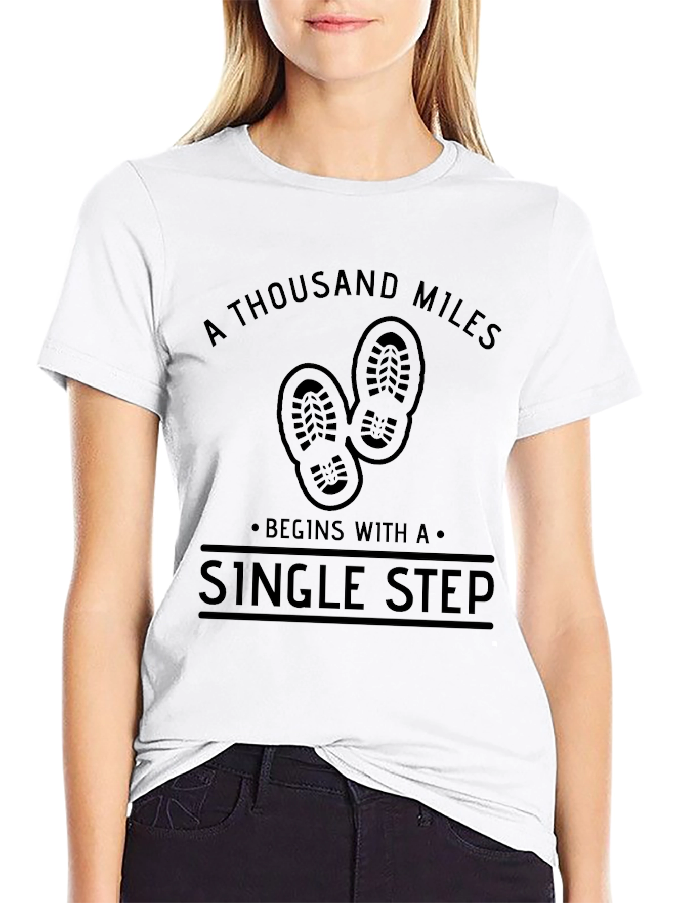 A Thousand Miles T-Shirt: Single Step Black Tee