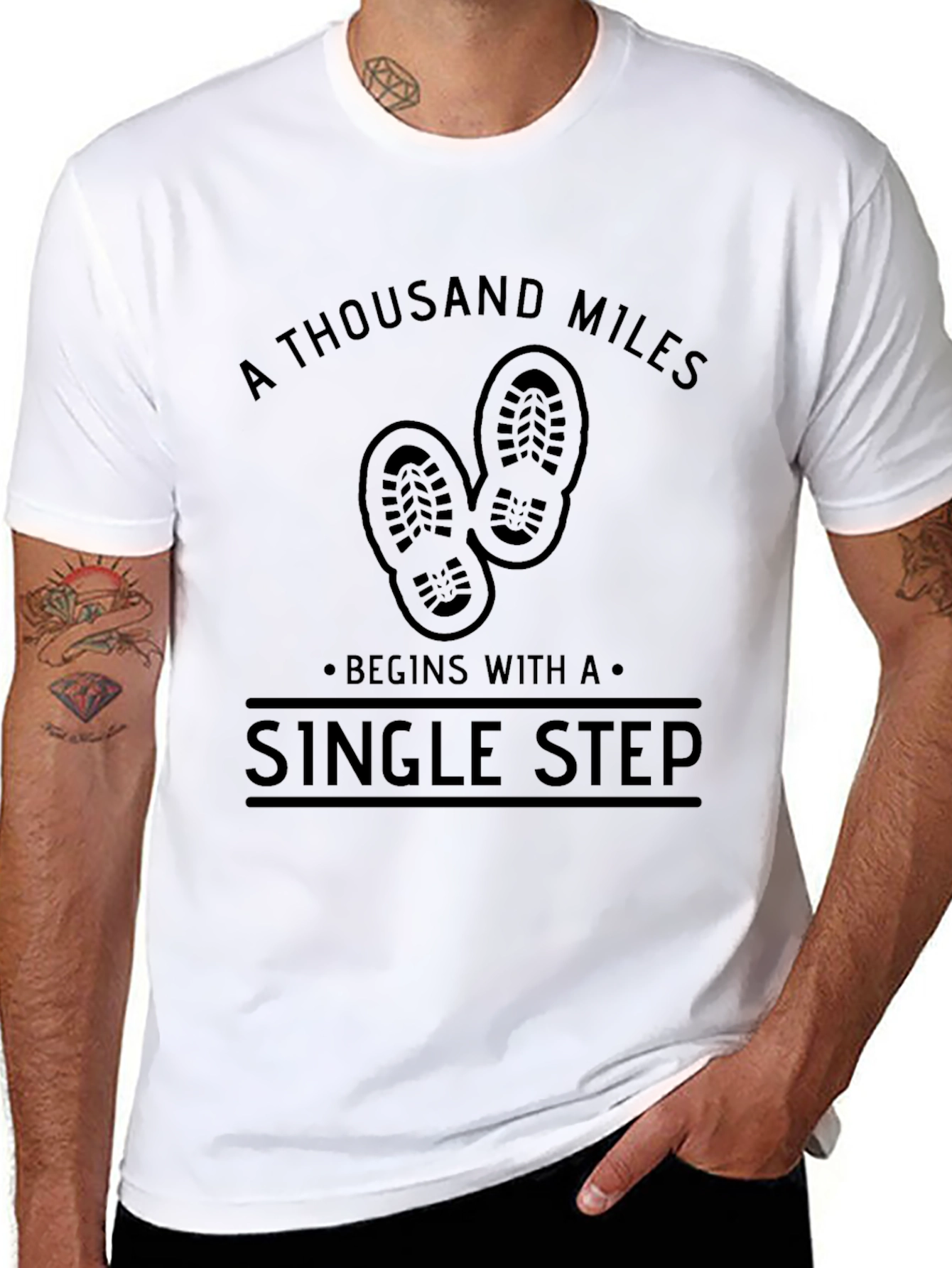 A Thousand Miles T-Shirt: Single Step Black Tee