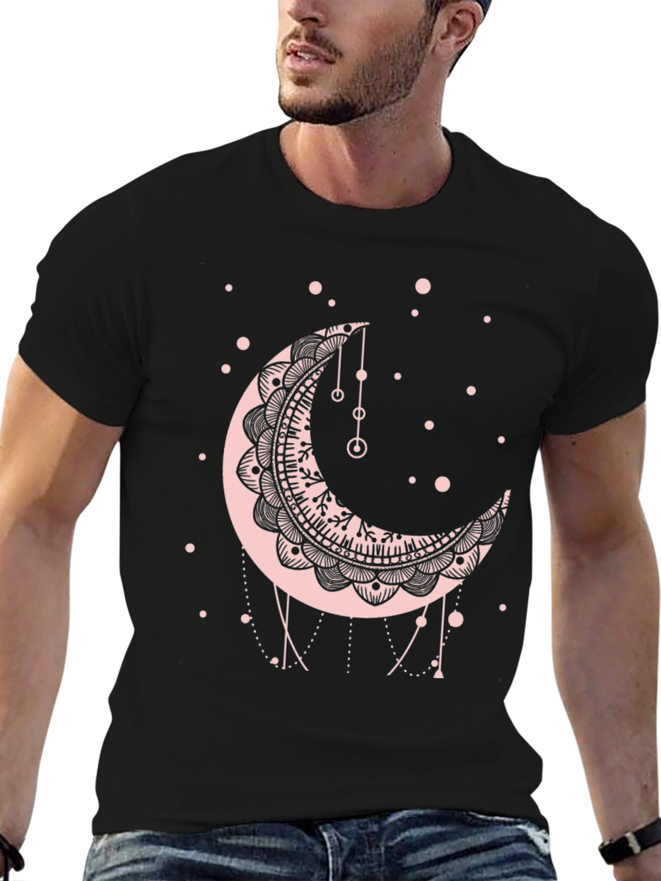 Moon Mandala Graphic Tee - Black