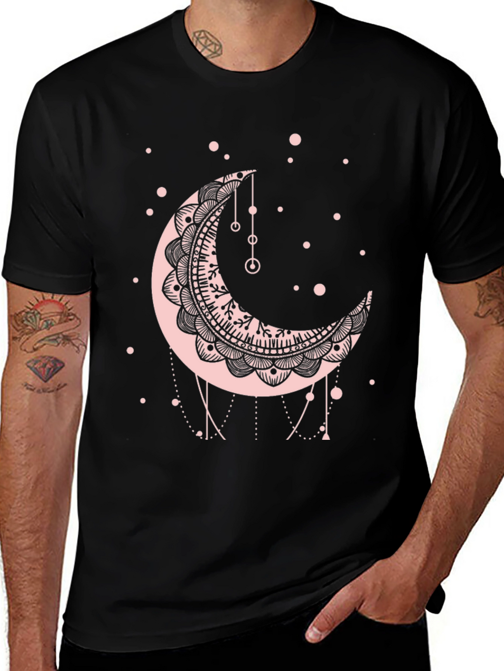 Moon Mandala Graphic Tee - Black