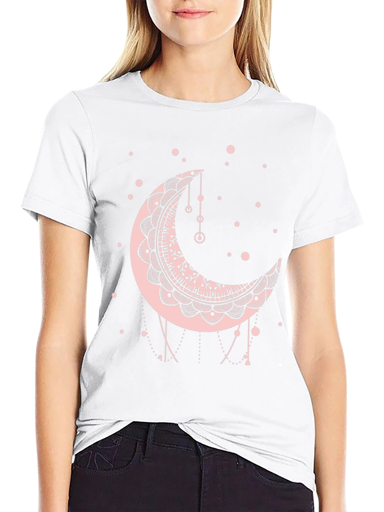 Moon Mandala Graphic Tee - Black