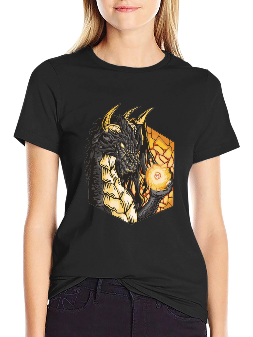 Dragon Fireball Black Graphic Tee