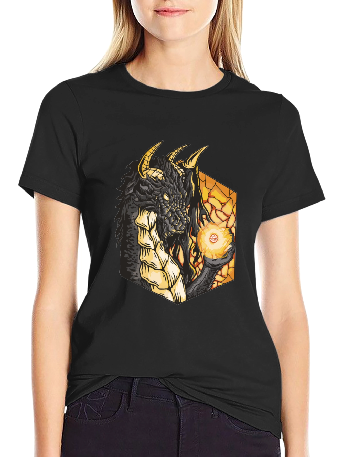 Dragon Fireball Black Graphic Tee