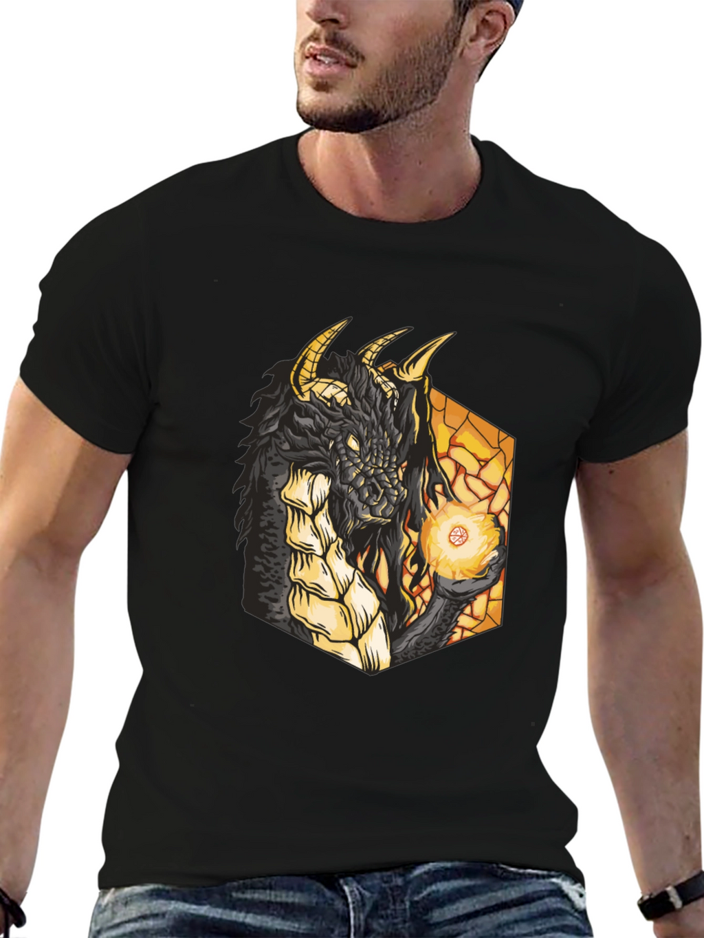 Dragon Fireball Black Graphic Tee