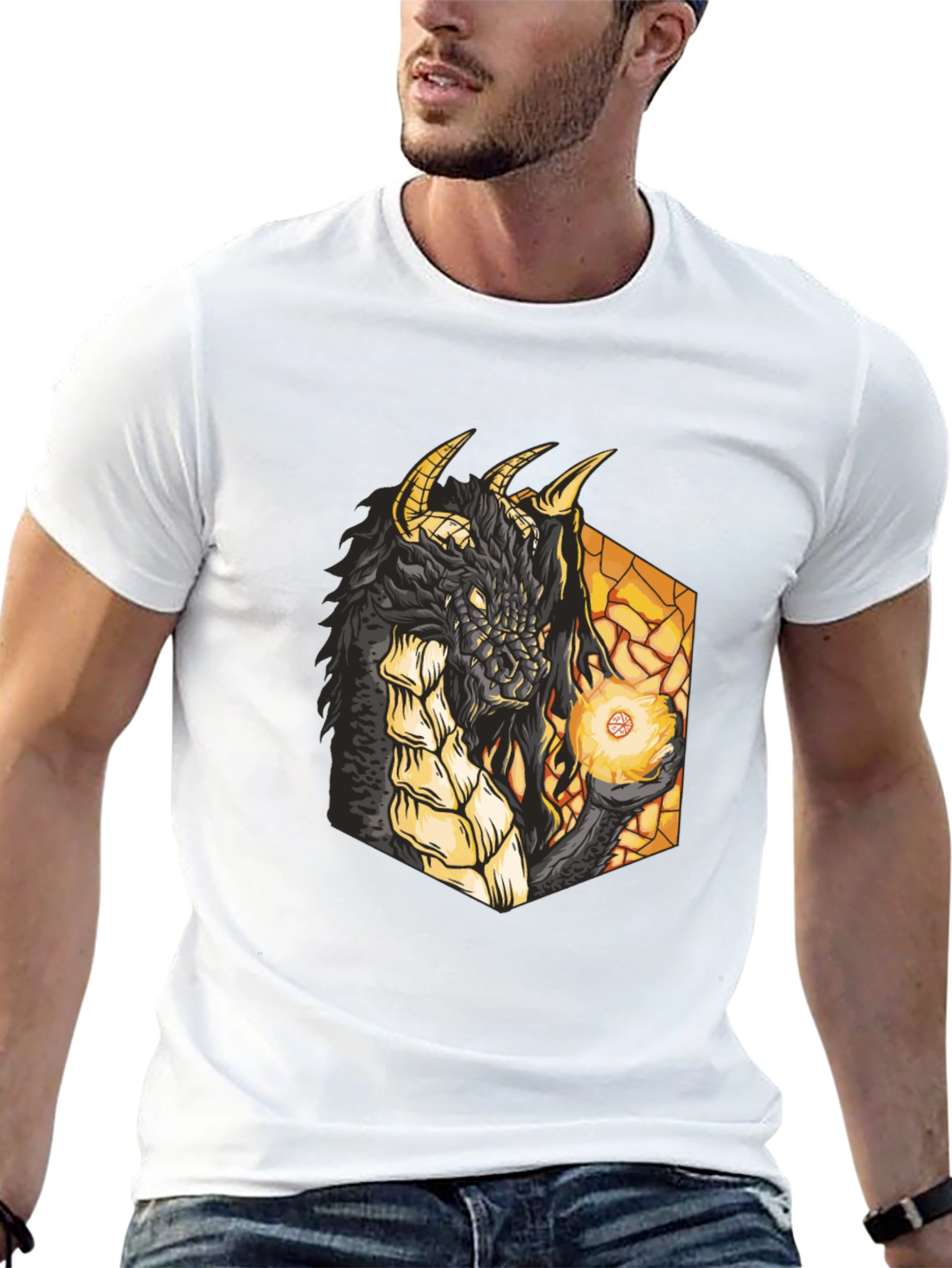 Dragon Fireball Black Graphic Tee