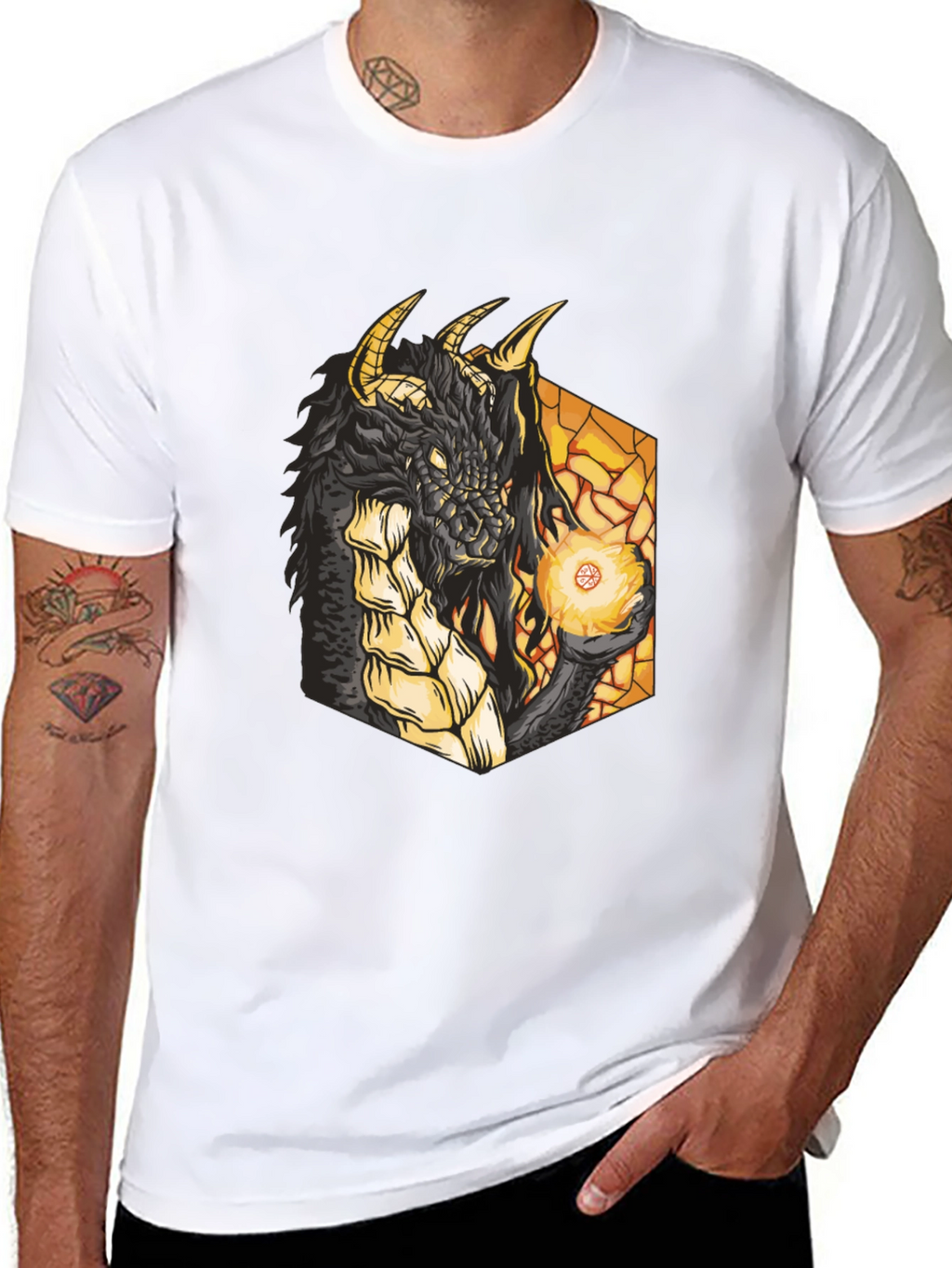 Dragon Fireball Black Graphic Tee