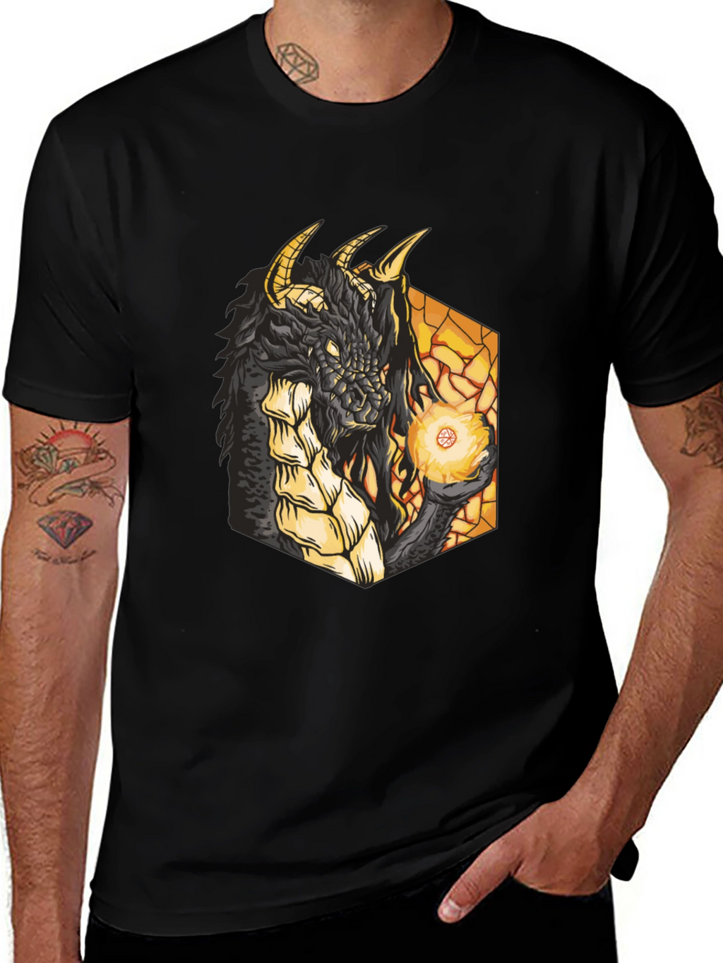 Dragon Fireball Black Graphic Tee