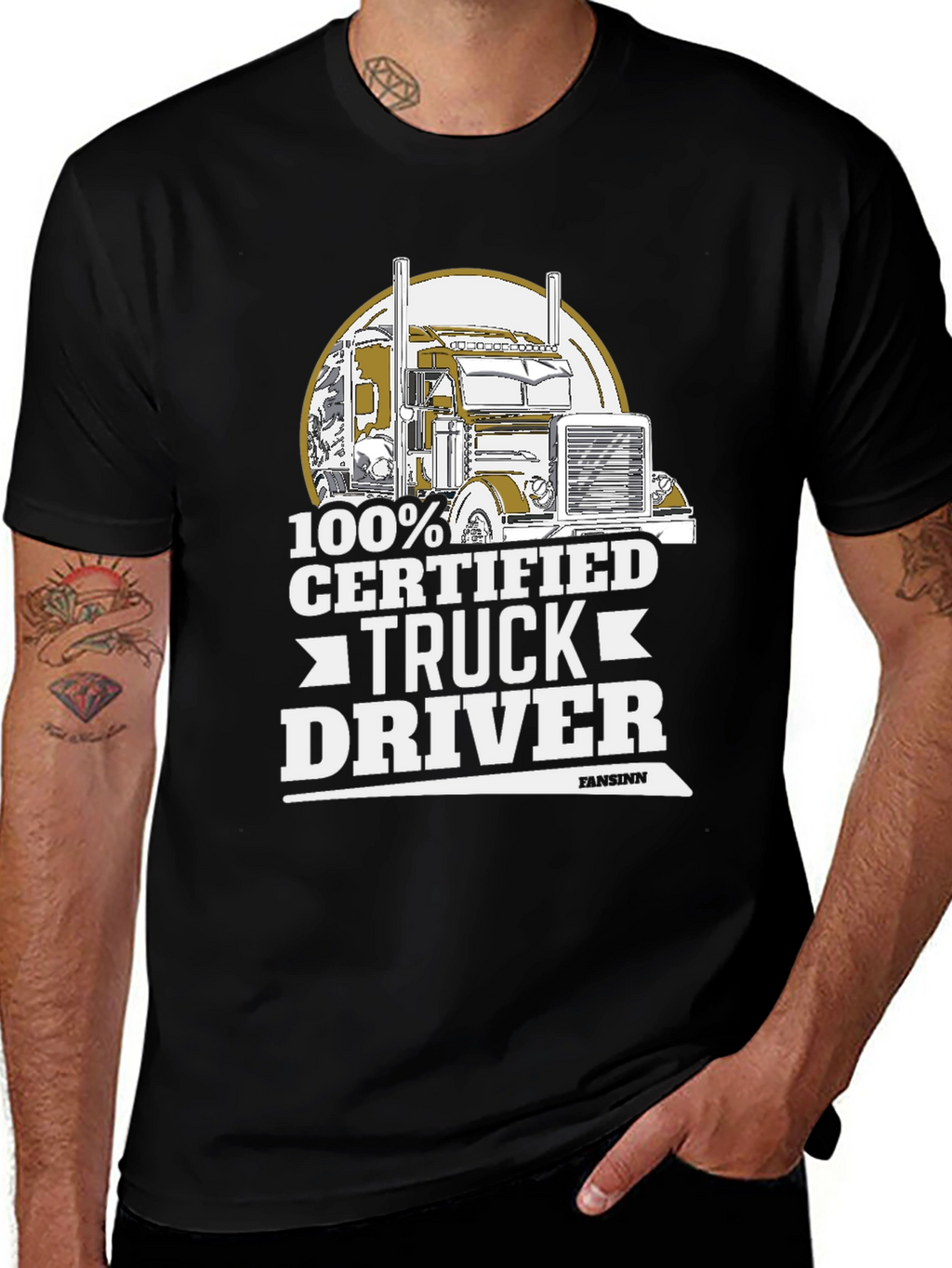 100% Certified Truck Driver Black T-Shirt