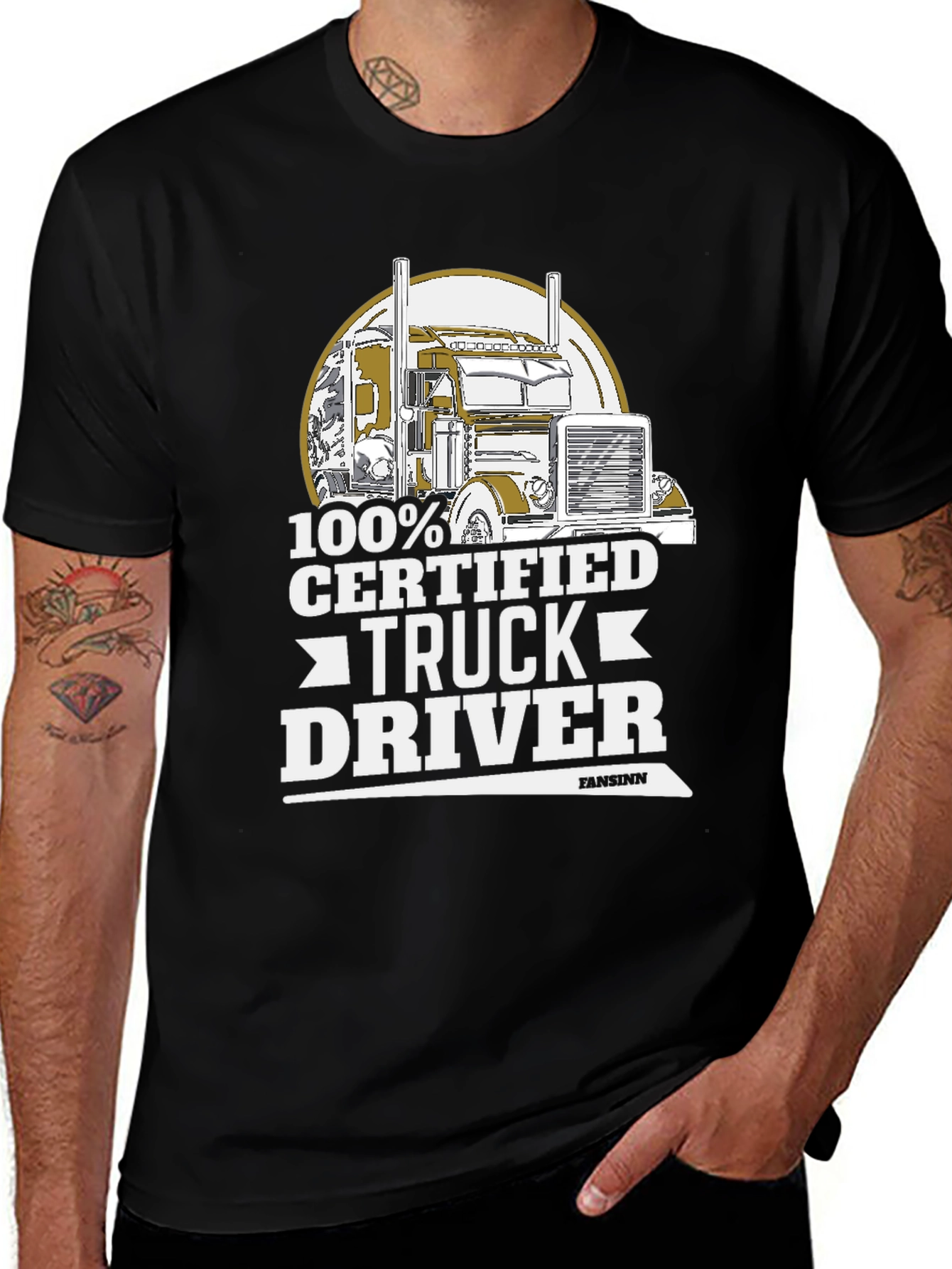 100% Certified Truck Driver Black T-Shirt