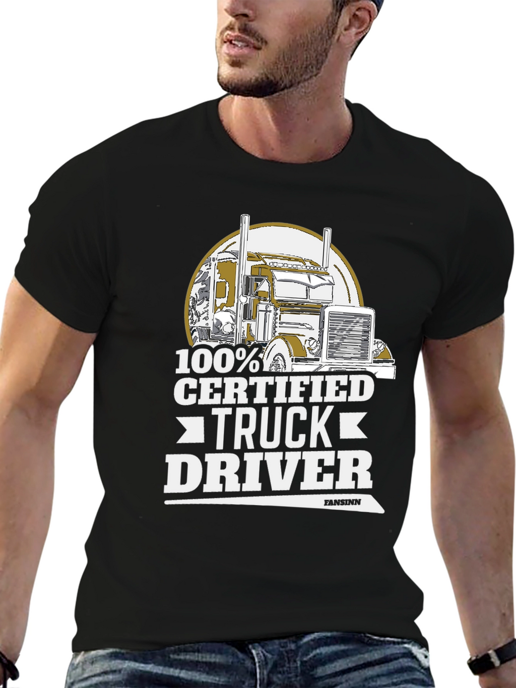 100% Certified Truck Driver Black T-Shirt