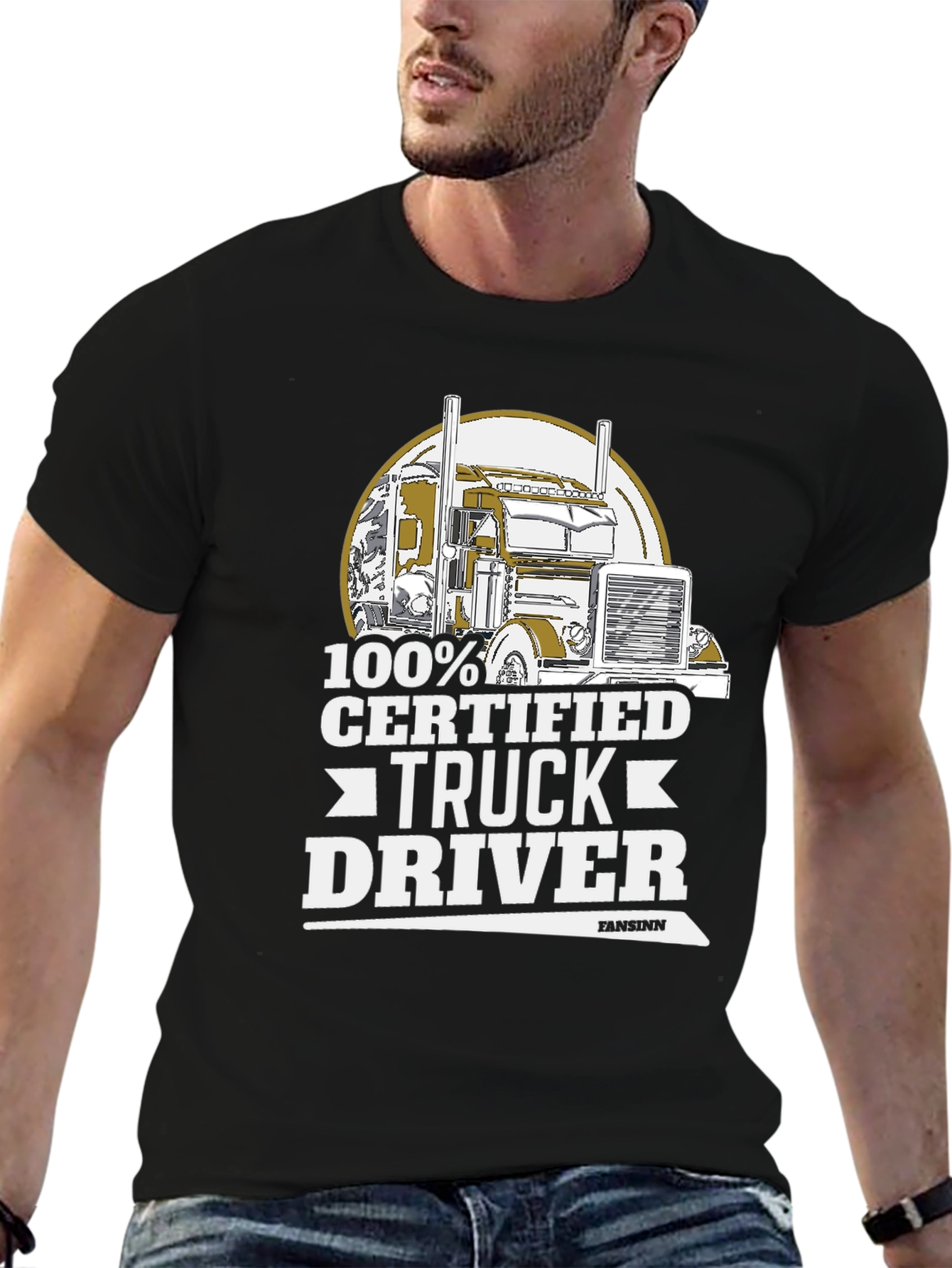 100% Certified Truck Driver Black T-Shirt