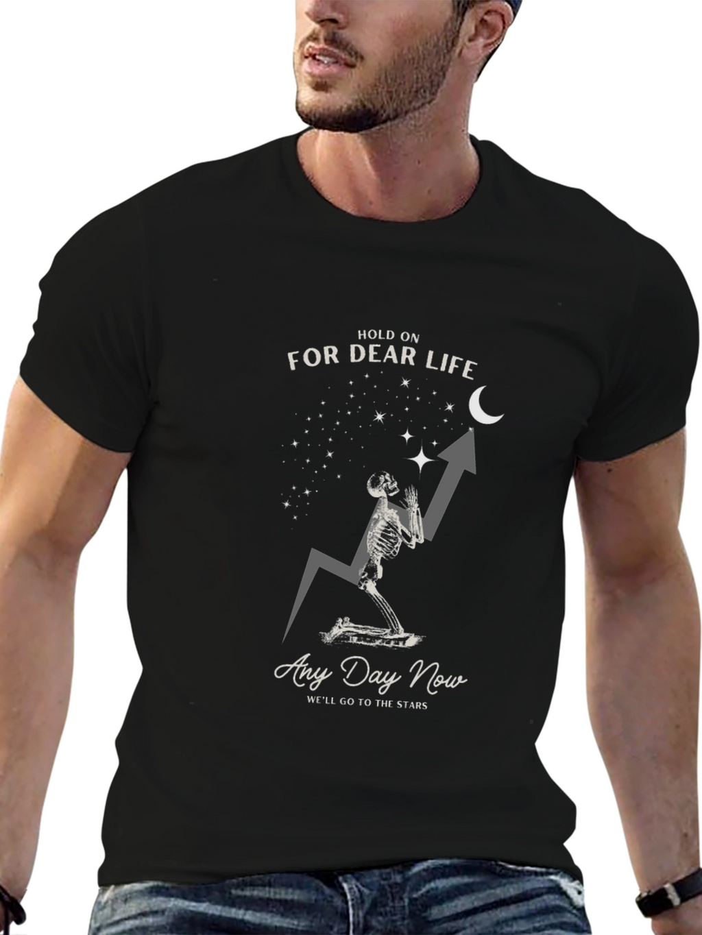 Hold On For Dear Life Skeleton Graphic Tee
