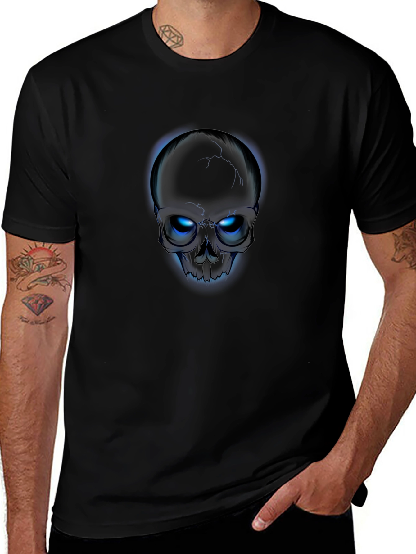 Skull T-Shirt - Glowing Eyes Graphic Tee