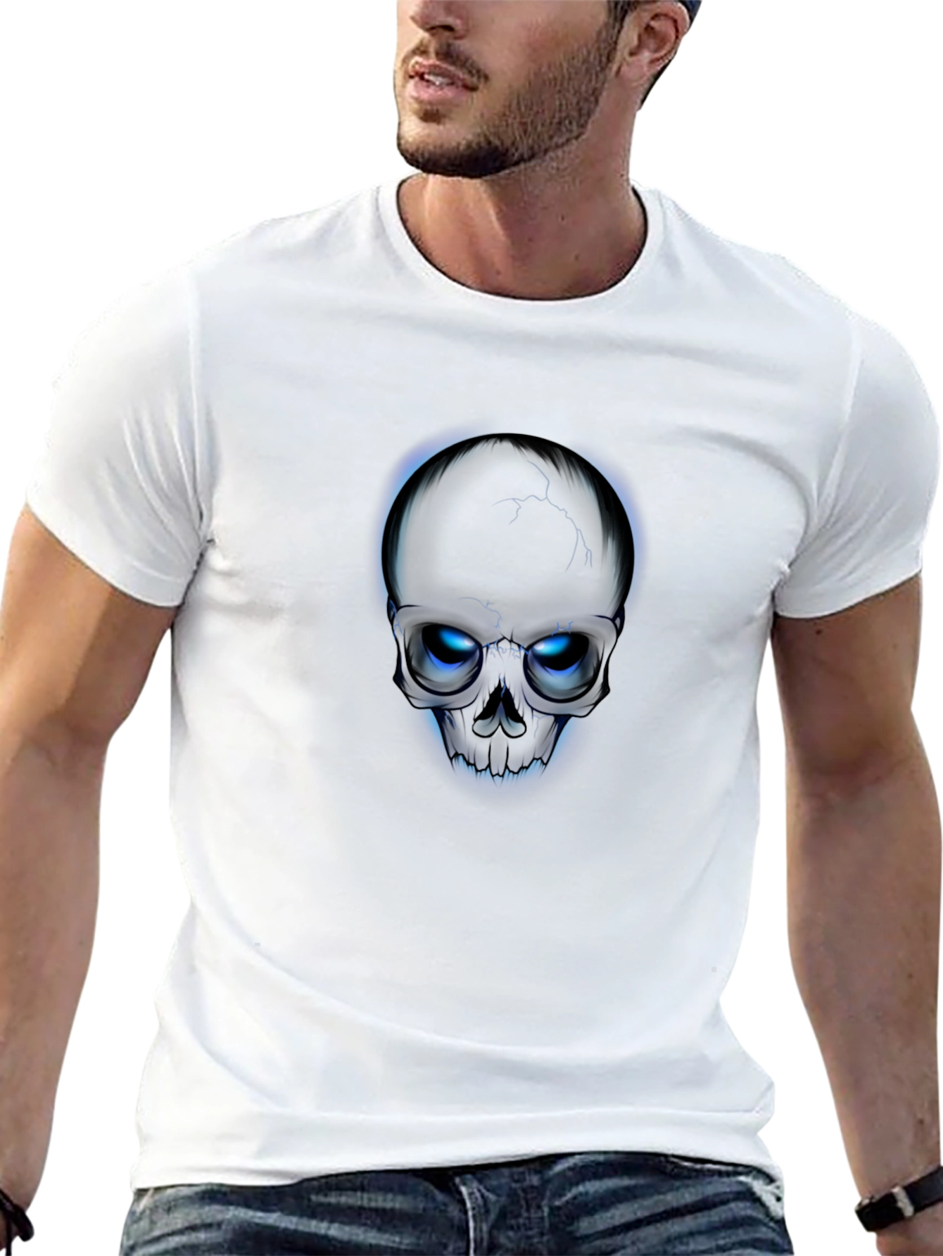 Skull T-Shirt - Glowing Eyes Graphic Tee