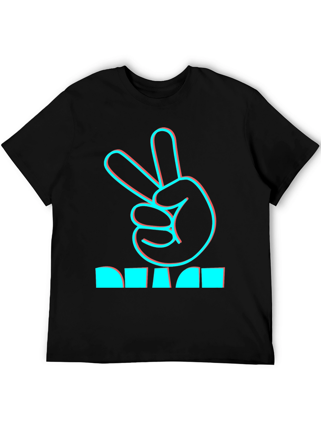 Peace Hand Sign Graphic Black T-Shirt