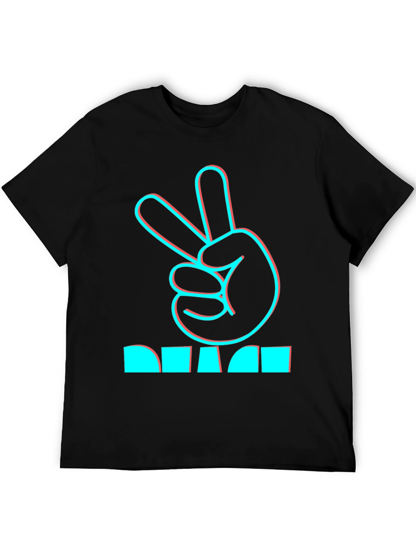 Peace Hand Sign Graphic Black T-Shirt