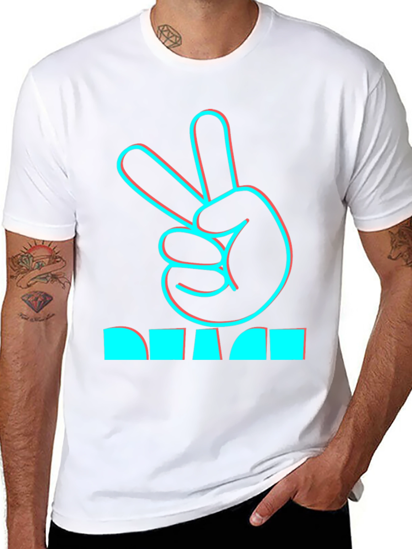 Peace Hand Sign Graphic Black T-Shirt