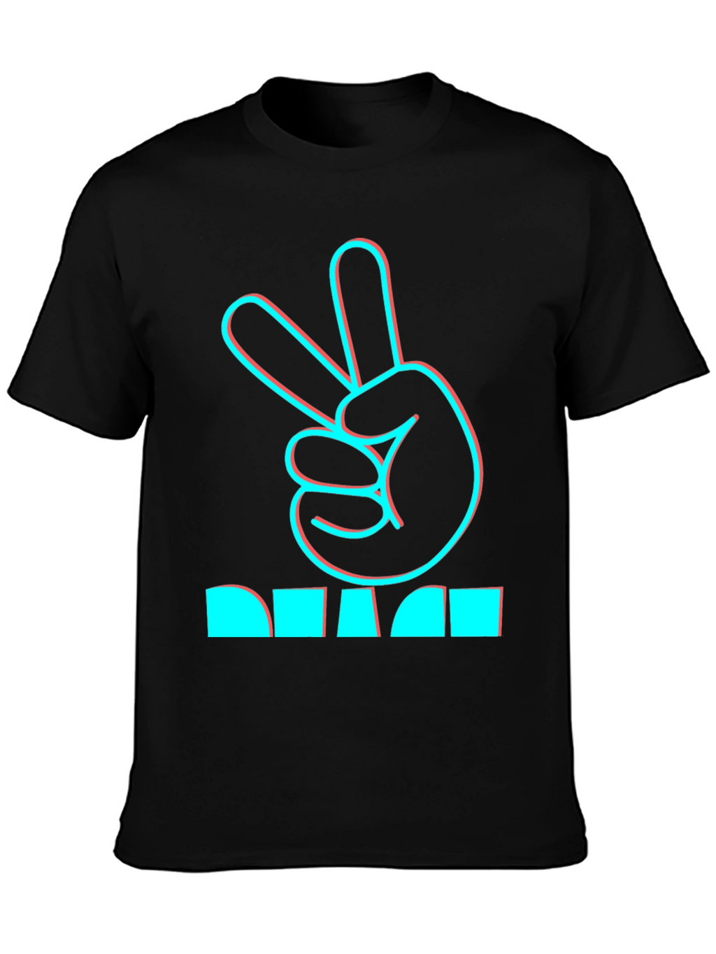 Peace Hand Sign Graphic Black T-Shirt