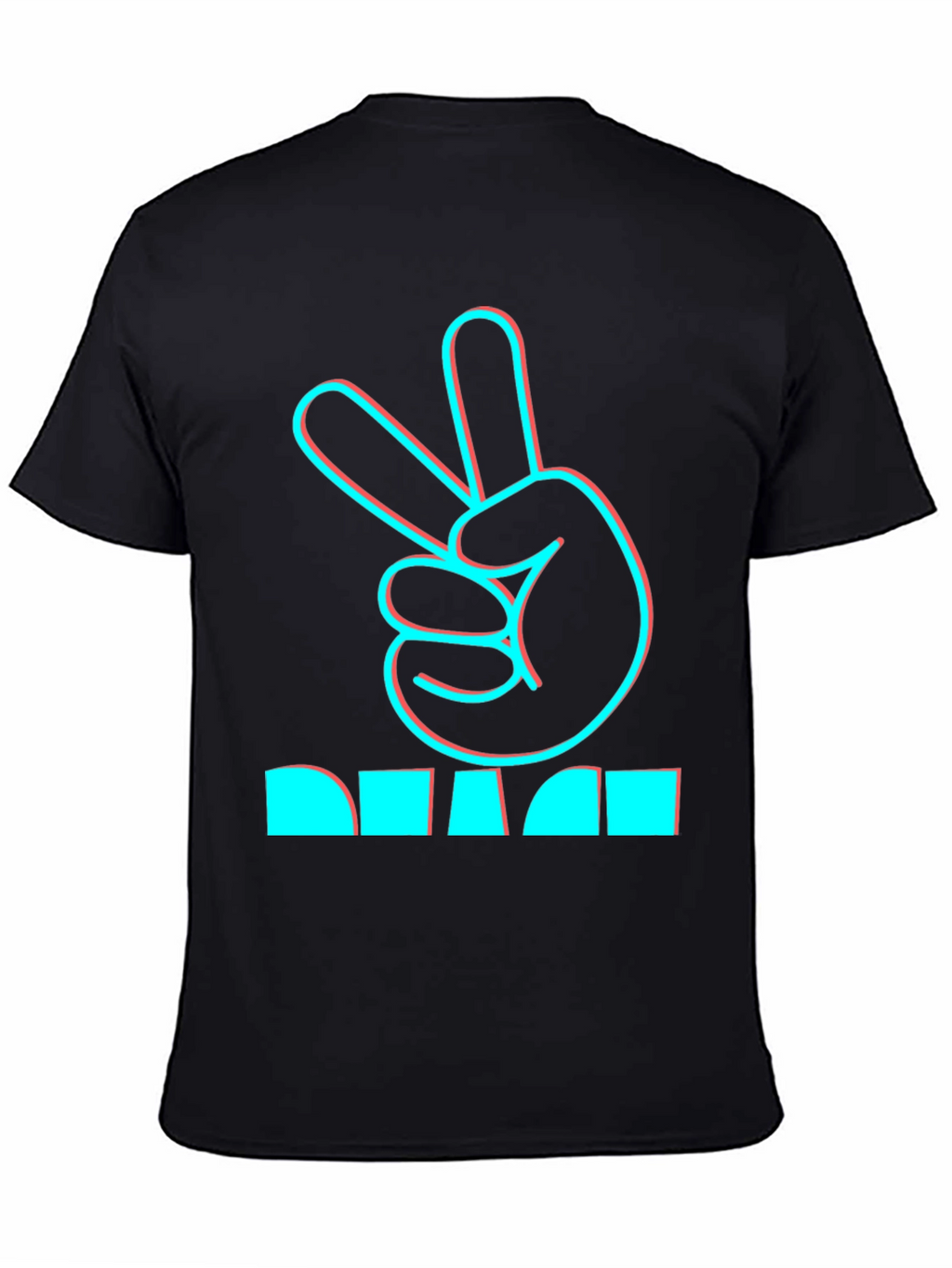 Peace Hand Sign Graphic Black T-Shirt