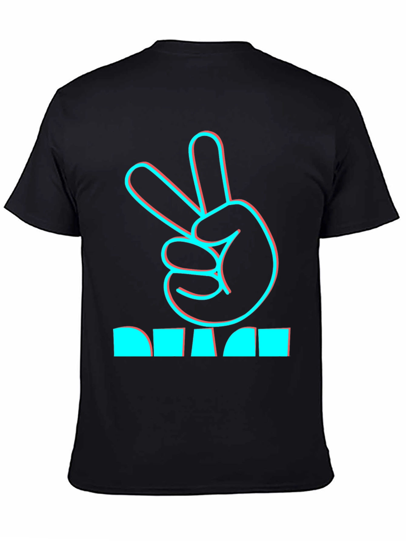 Peace Hand Sign Graphic Black T-Shirt