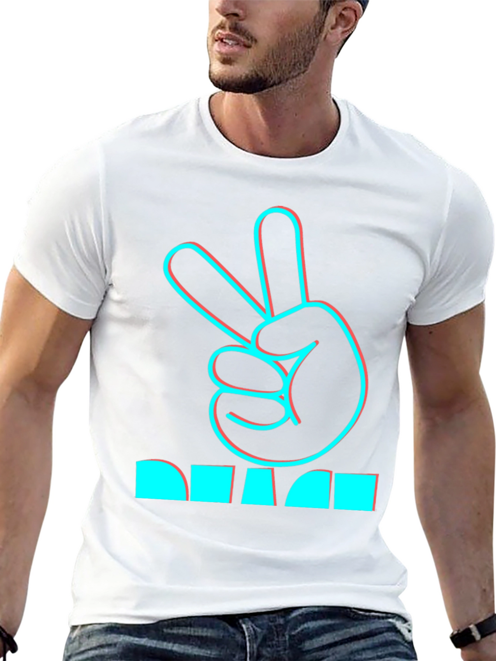 Peace Hand Sign Graphic Black T-Shirt