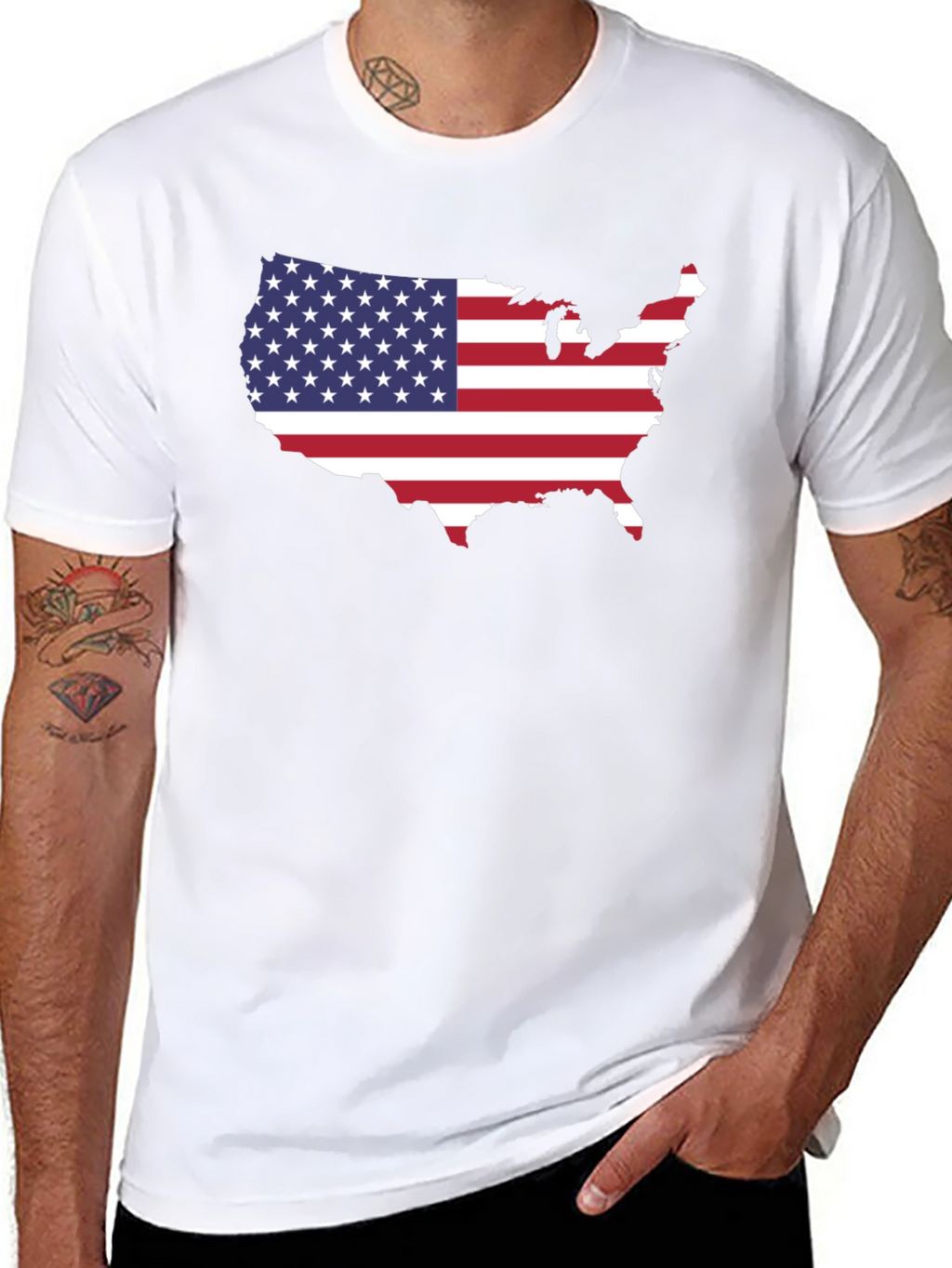 USA Map Flag Graphic T-Shirt