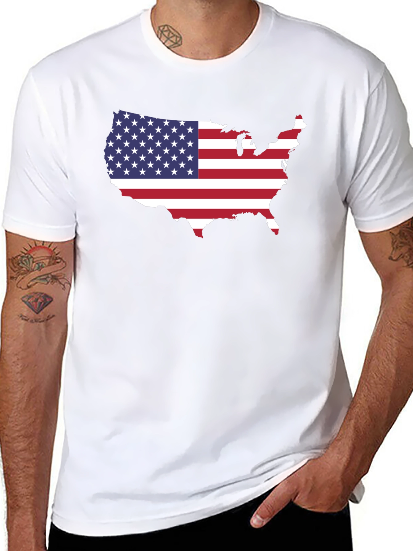 USA Map Flag Graphic T-Shirt