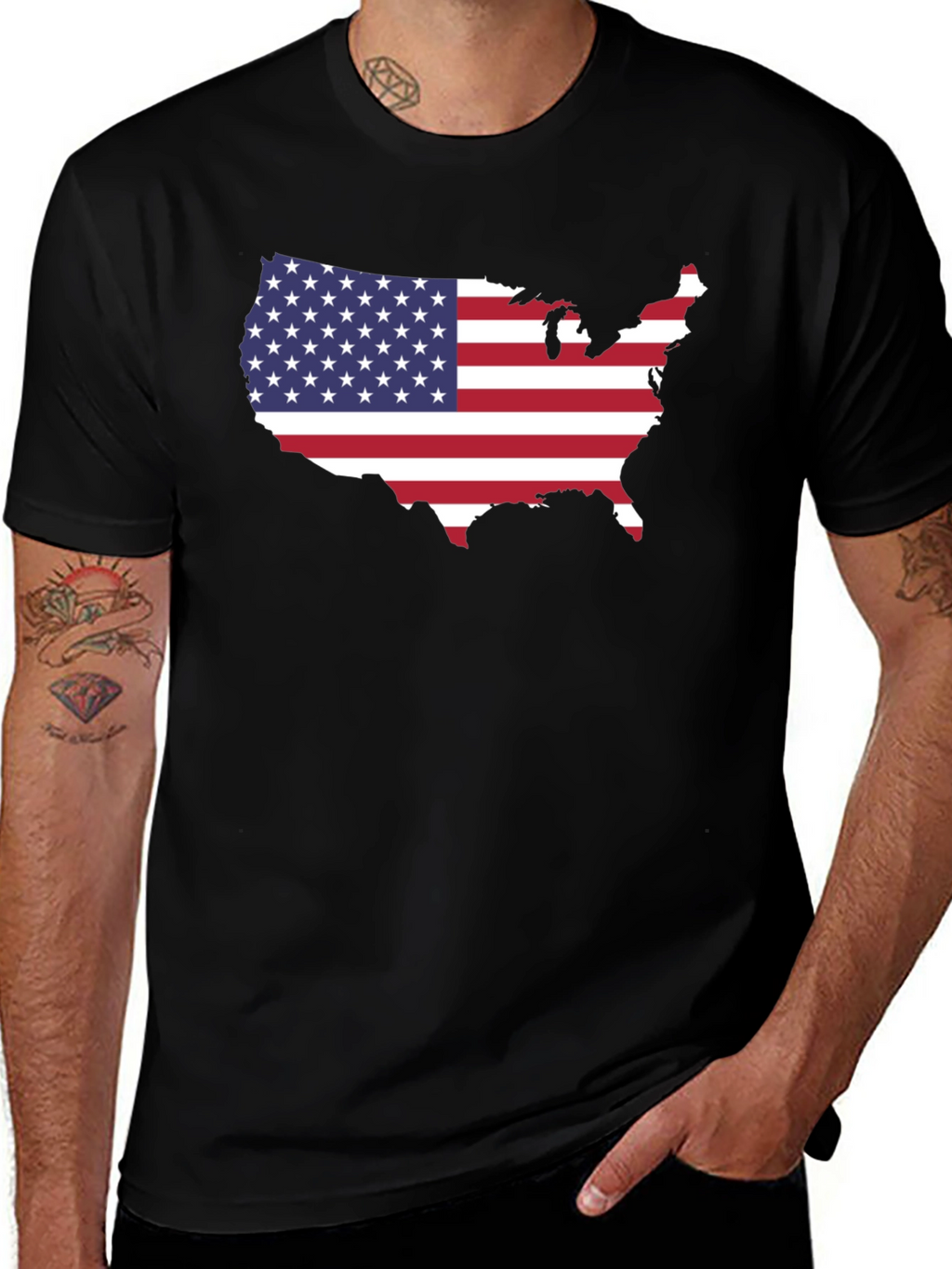 USA Map Flag Graphic T-Shirt