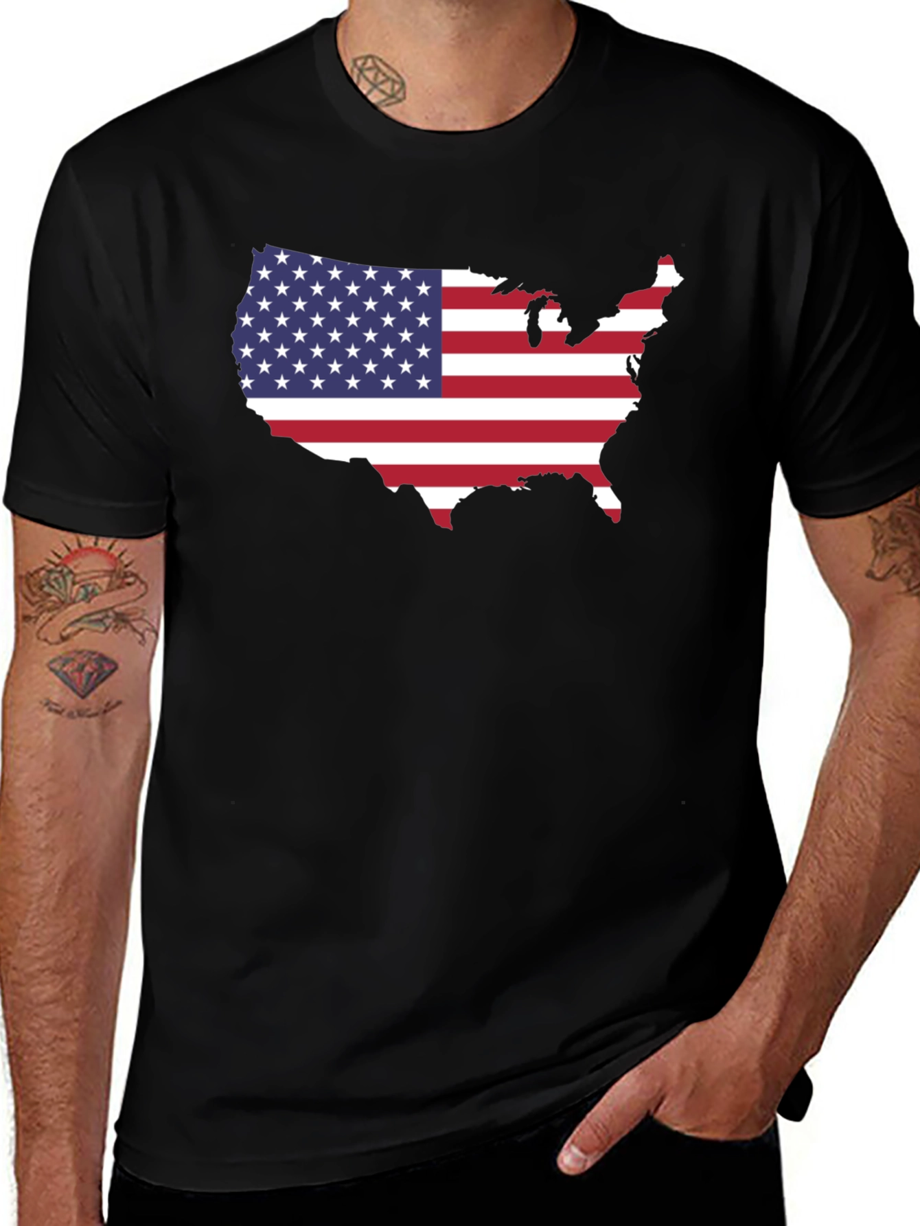 USA Map Flag Graphic T-Shirt