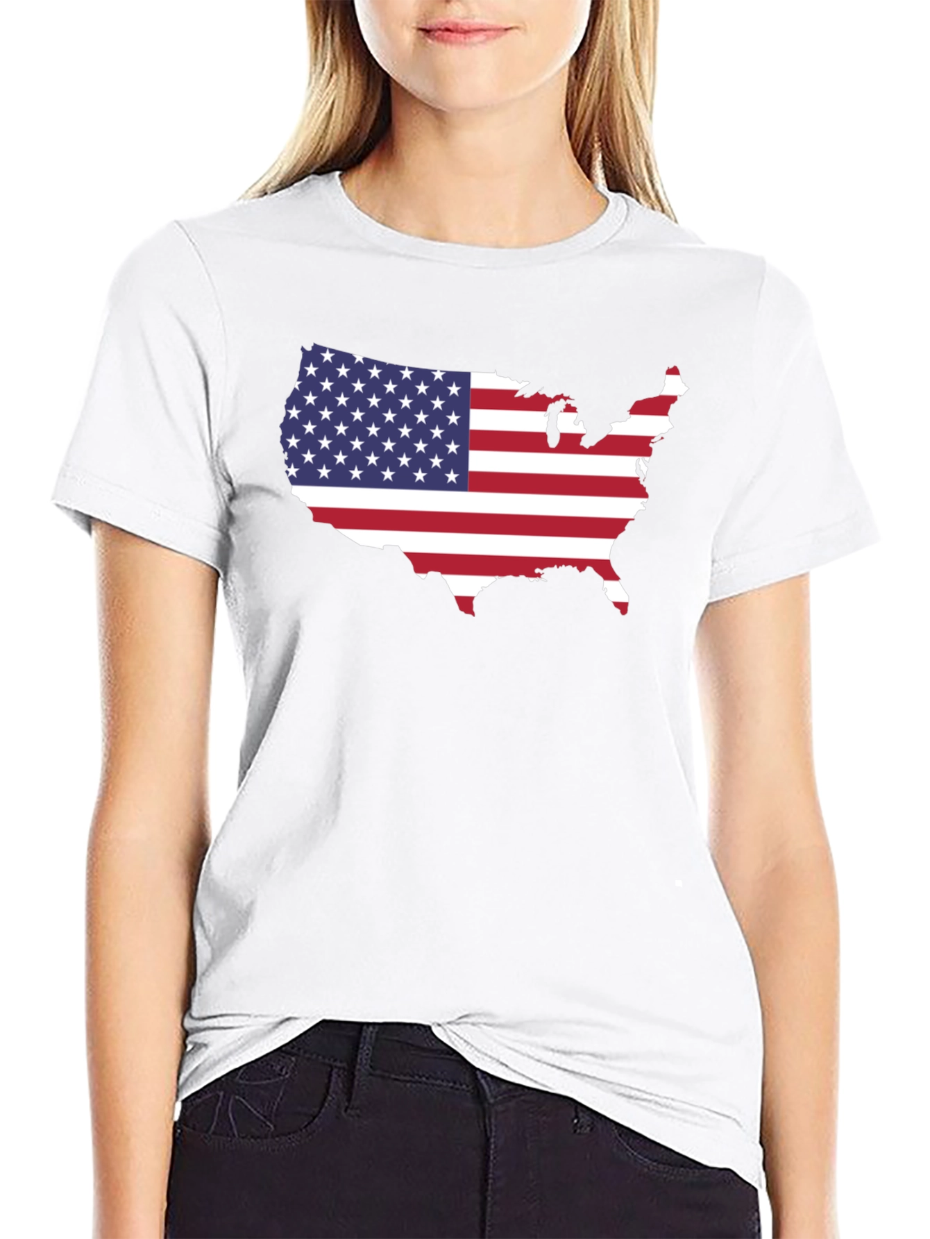 USA Map Flag Graphic T-Shirt
