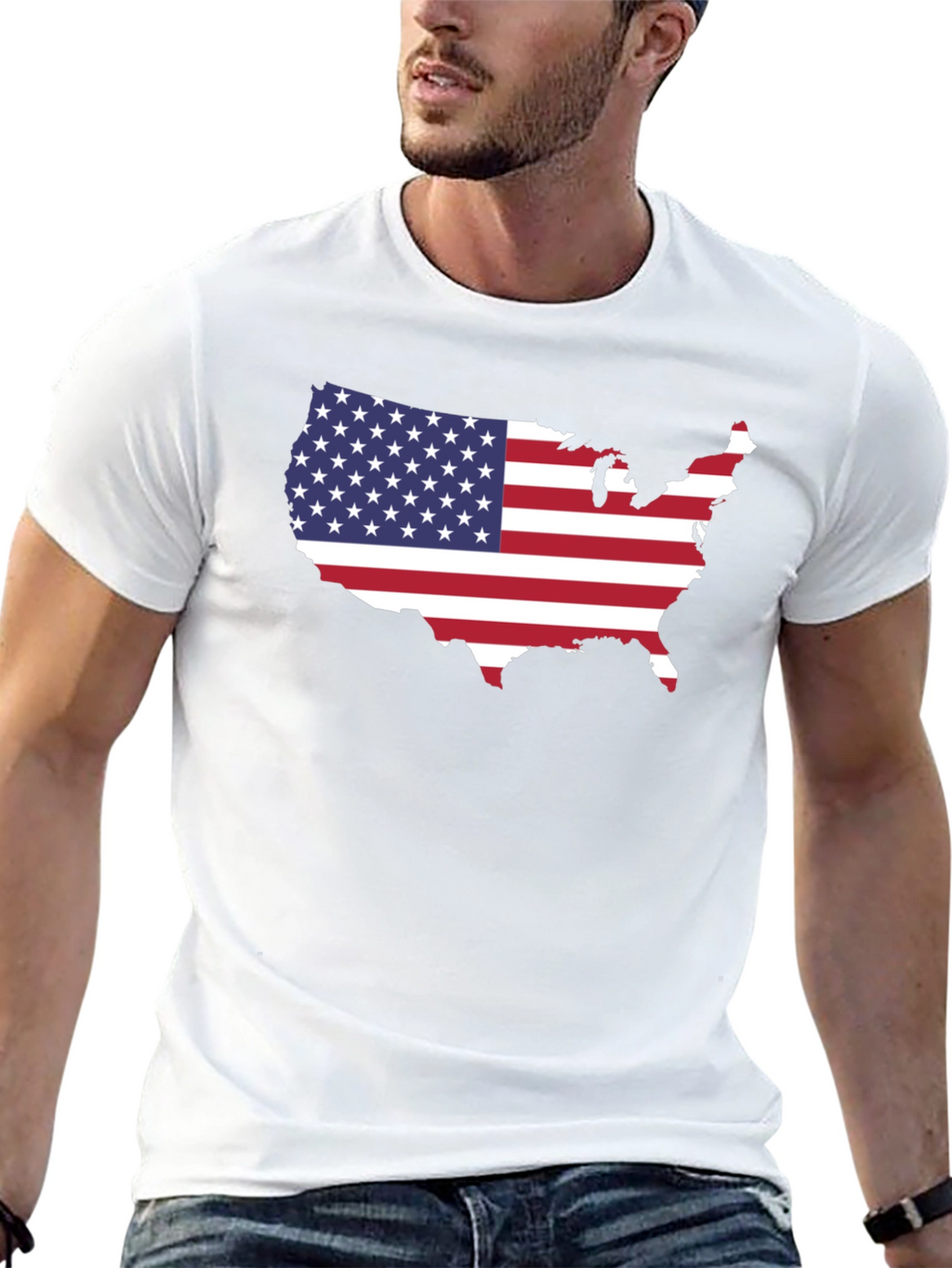 USA Map Flag Graphic T-Shirt