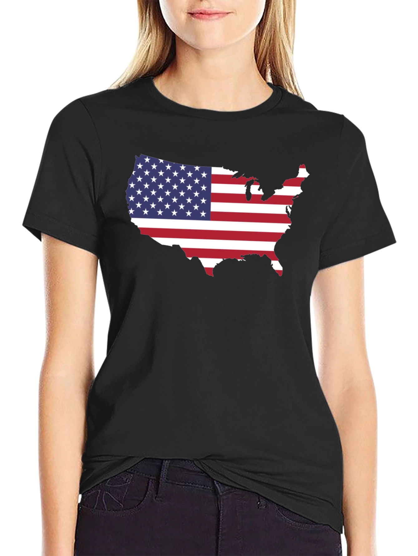 USA Map Flag Graphic T-Shirt
