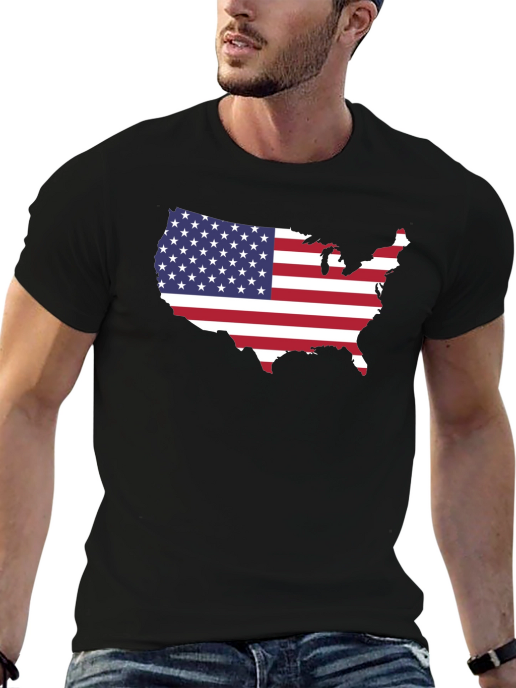 USA Map Flag Graphic T-Shirt