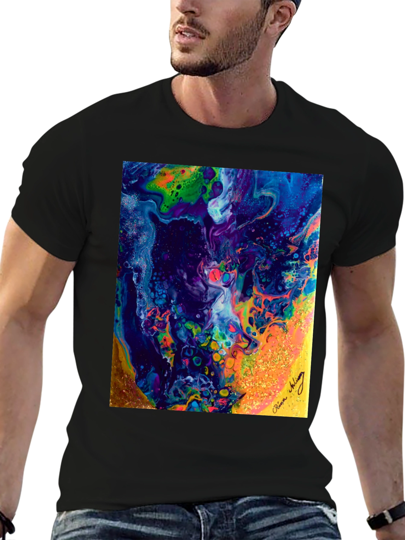 Abstract Art Print Tee - Unisex Black T-Shirt