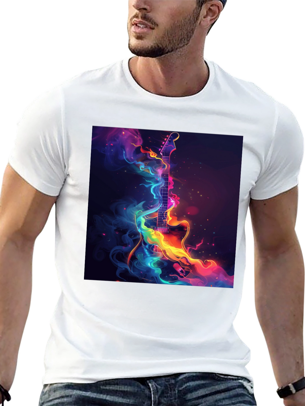 Electric Guitar Abstract Art Black T-Shirt