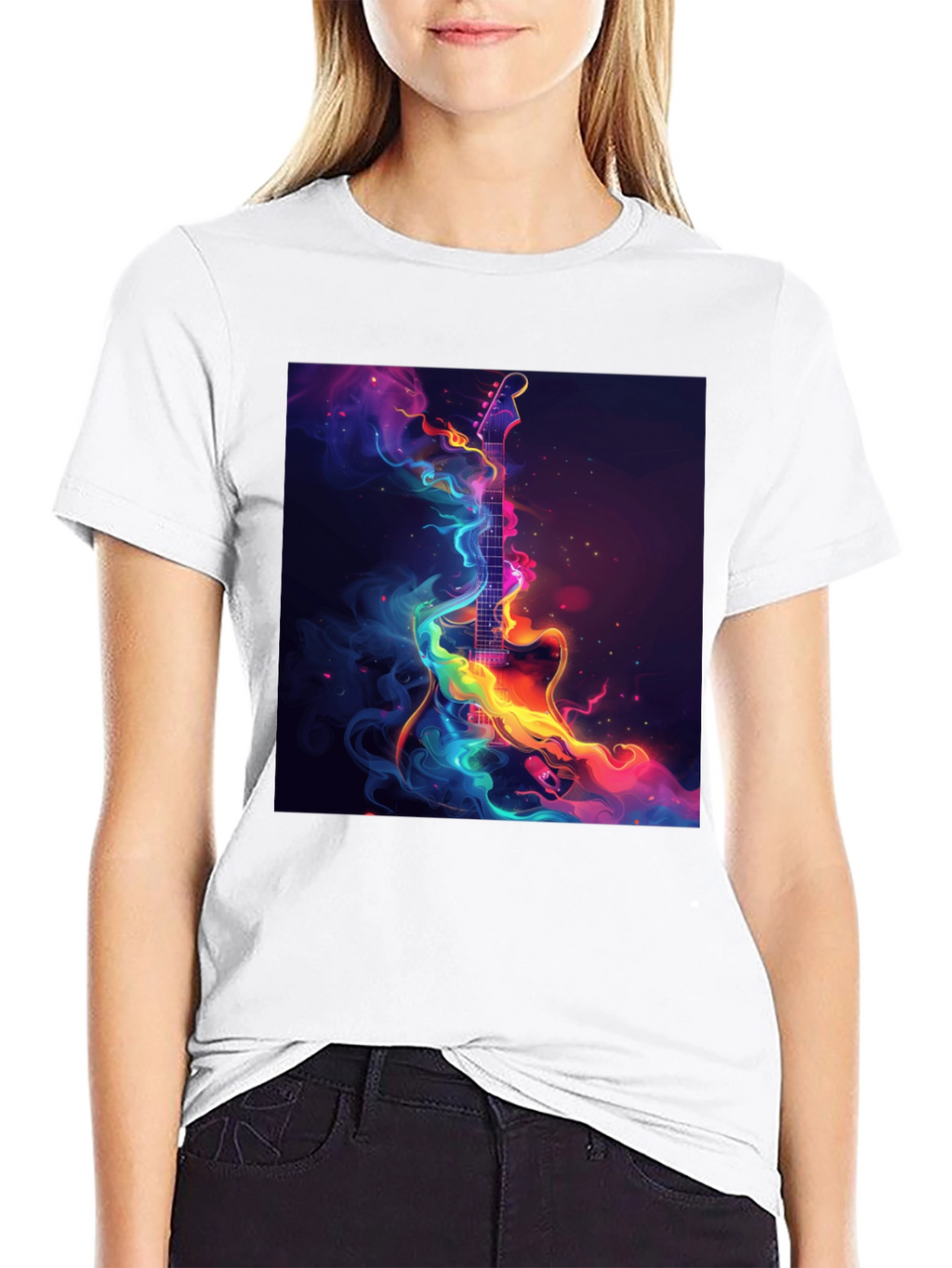 Electric Guitar Abstract Art Black T-Shirt