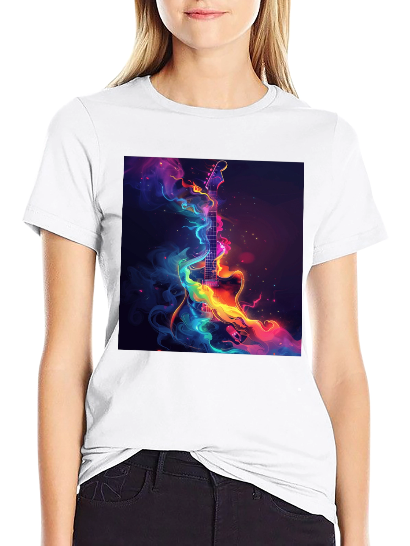 Electric Guitar Abstract Art Black T-Shirt