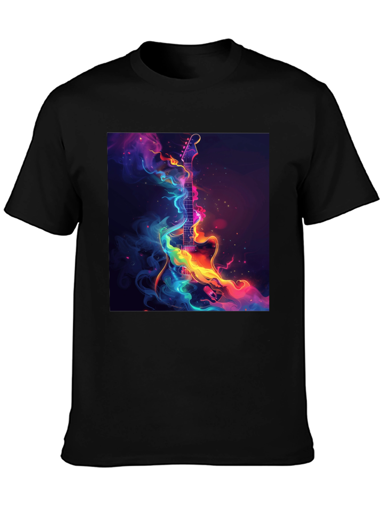 Electric Guitar Abstract Art Black T-Shirt