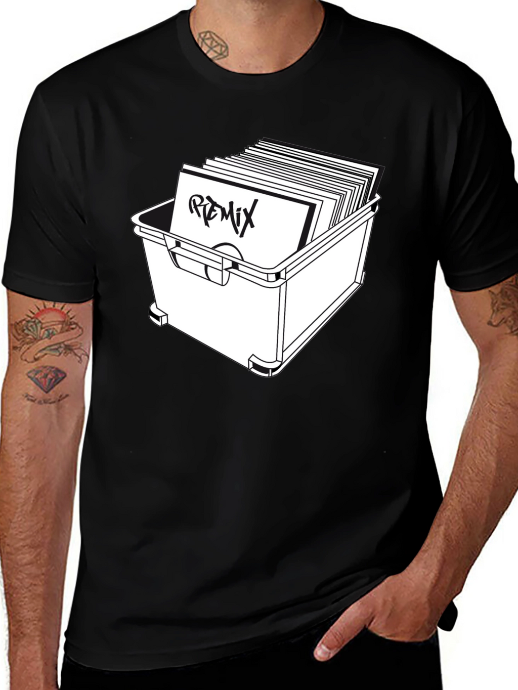 Vinyl Remix T-Shirt - Black Graphic Tee