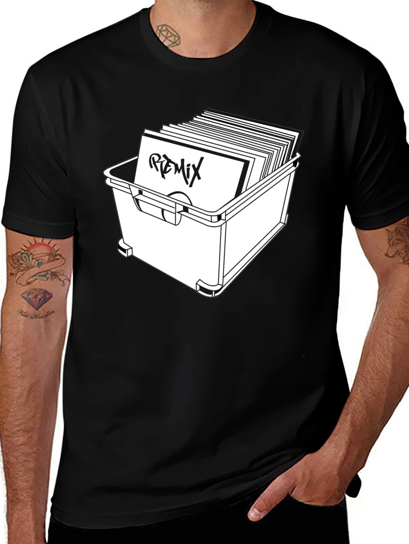 Vinyl Remix T-Shirt - Black Graphic Tee