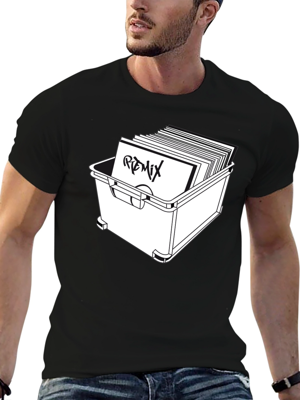 Vinyl Remix T-Shirt - Black Graphic Tee