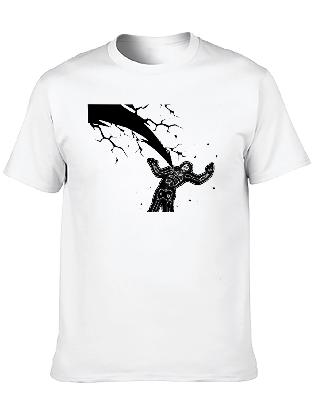 Skeleton Under Lightning Black Graphic Tee