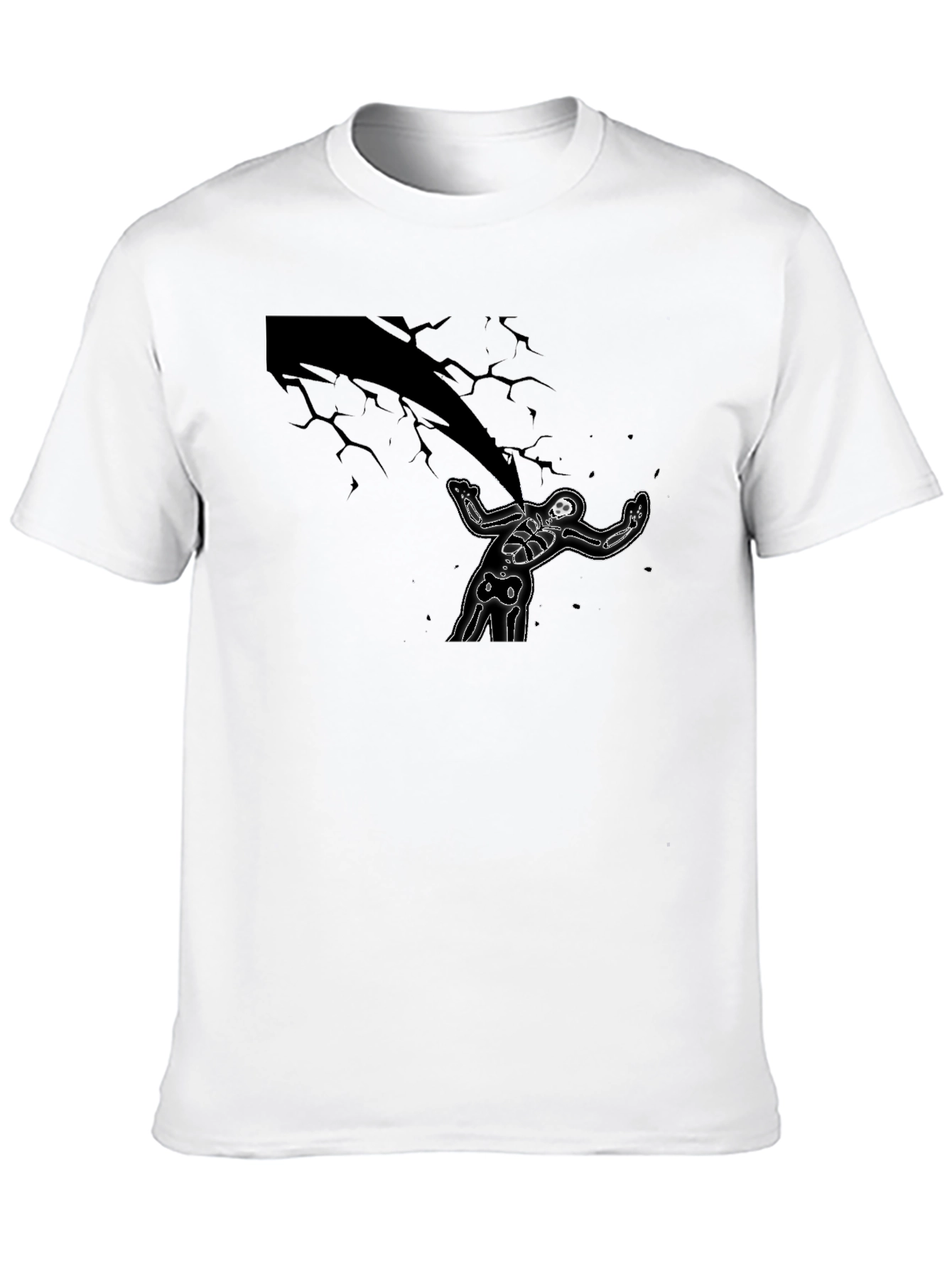 Skeleton Under Lightning Black Graphic Tee