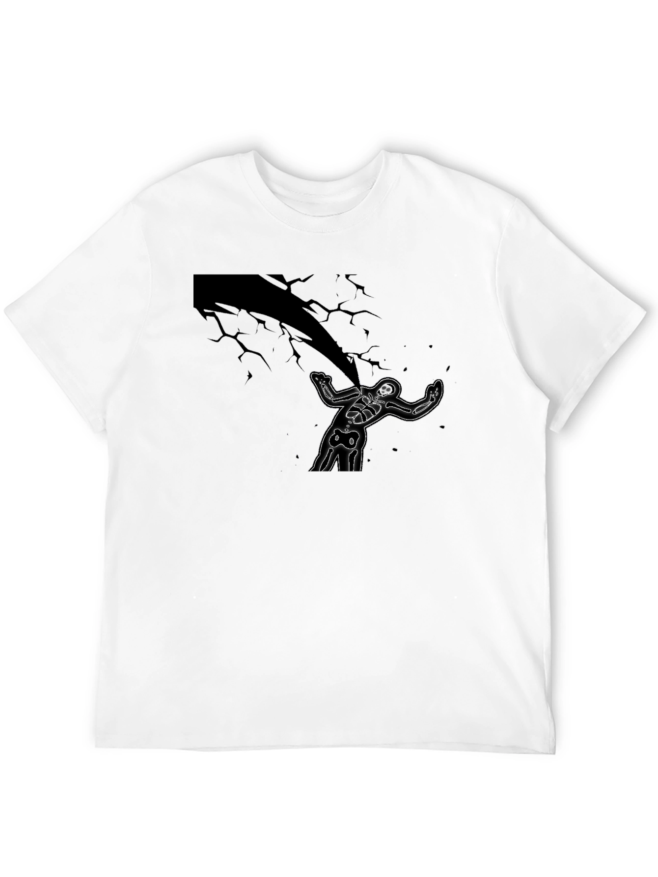 Skeleton Under Lightning Black Graphic Tee